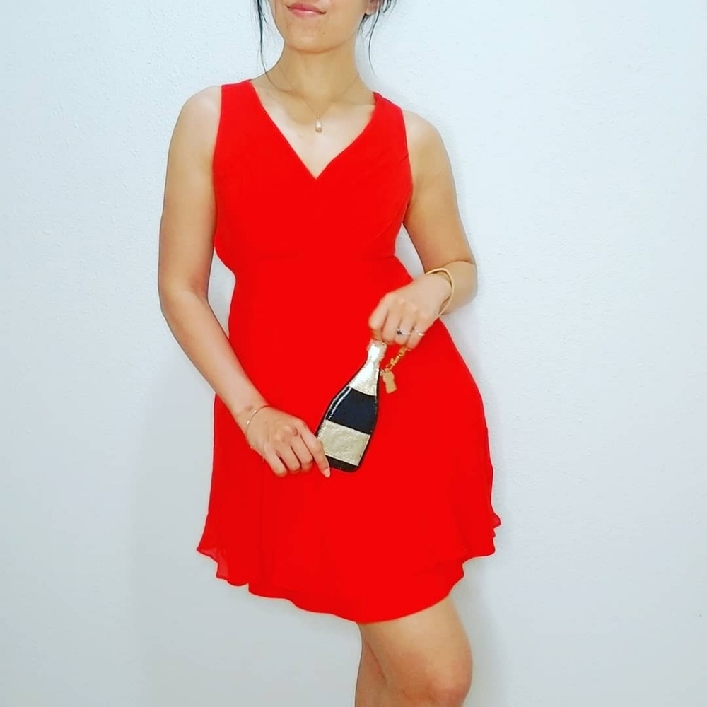 J. Crew red silk sleeveless flowy dress